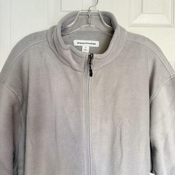 Men Fleece Sweater Jacket Gray Size 2XL Full Zip Polar - Picture 12 of 16
